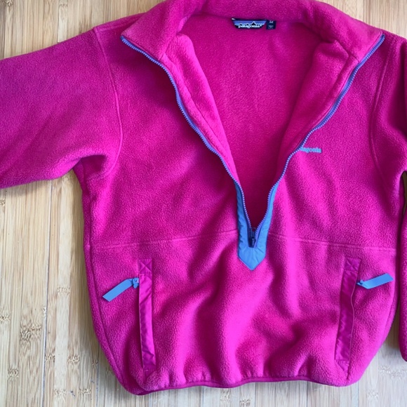 Vintage Patagonia M Hot Pink Blue Purple Half Zip Fleece Pullover Womens 12 USA - Picture 7 of 13
